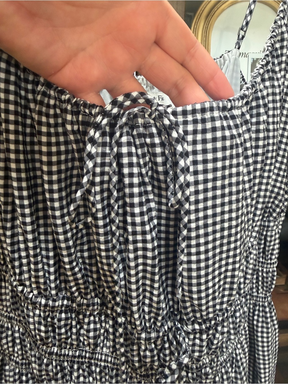 EUCAbercrombie & Fitch Black and White Gingham Maxi Dress - Picture 6 of 10